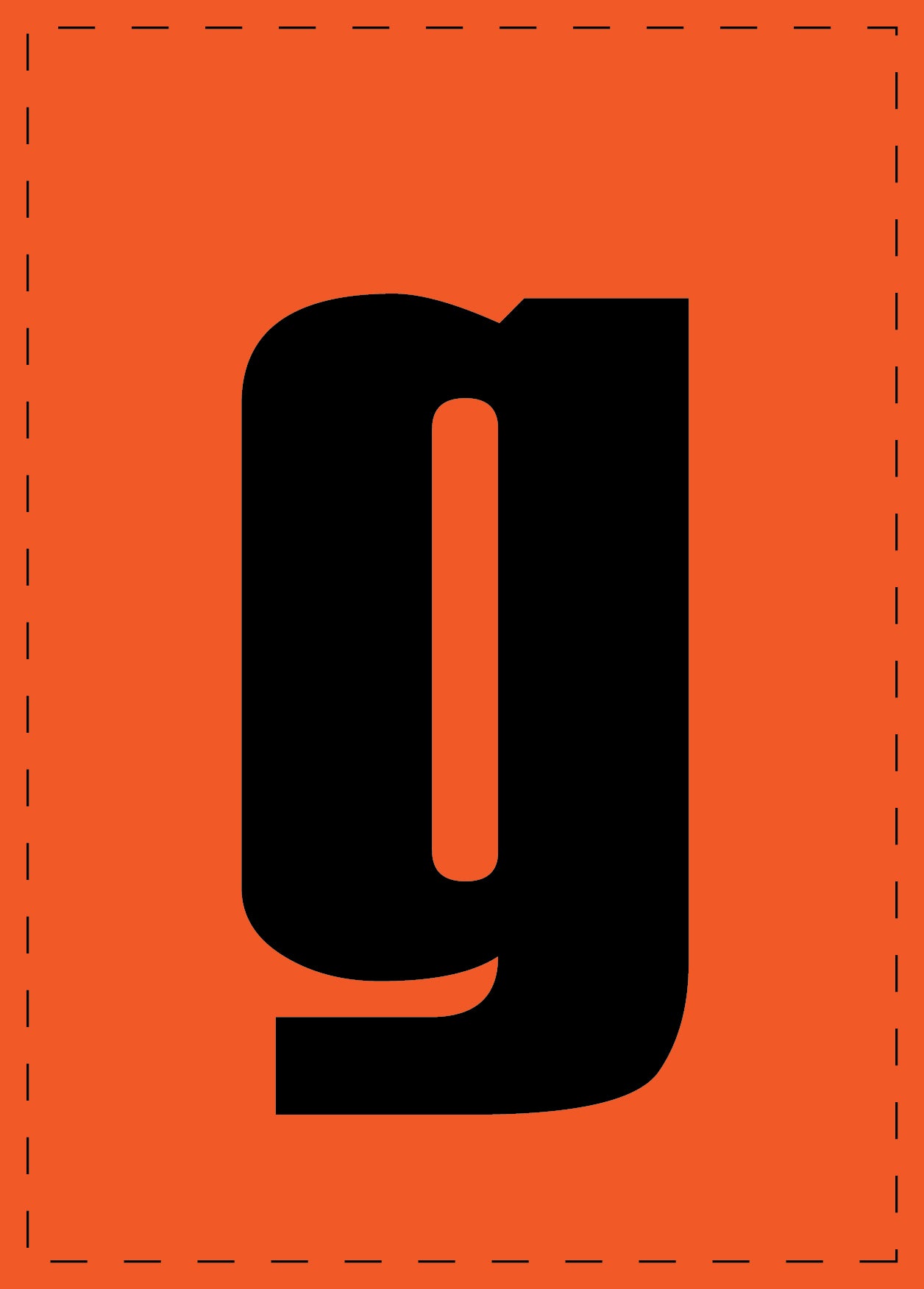 Letter g zelfklevende letters en cijferstickers zwart lettertype Oranje achtergrond ES-BKPVC-G-8