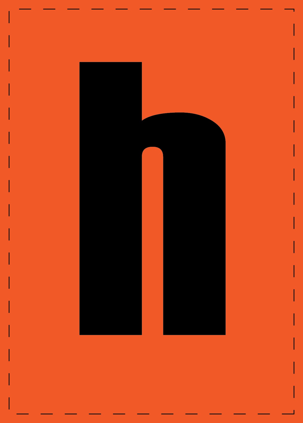 Letter h zelfklevende letters en cijferstickers zwart lettertype Oranje achtergrond ES-BKPVC-H-8