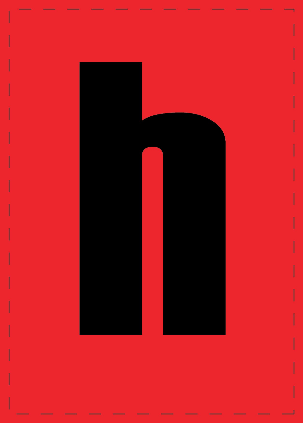 Letter h zelfklevende letters en cijferstickers zwart lettertype Rood achtergrond ES-BKPVC-H-14