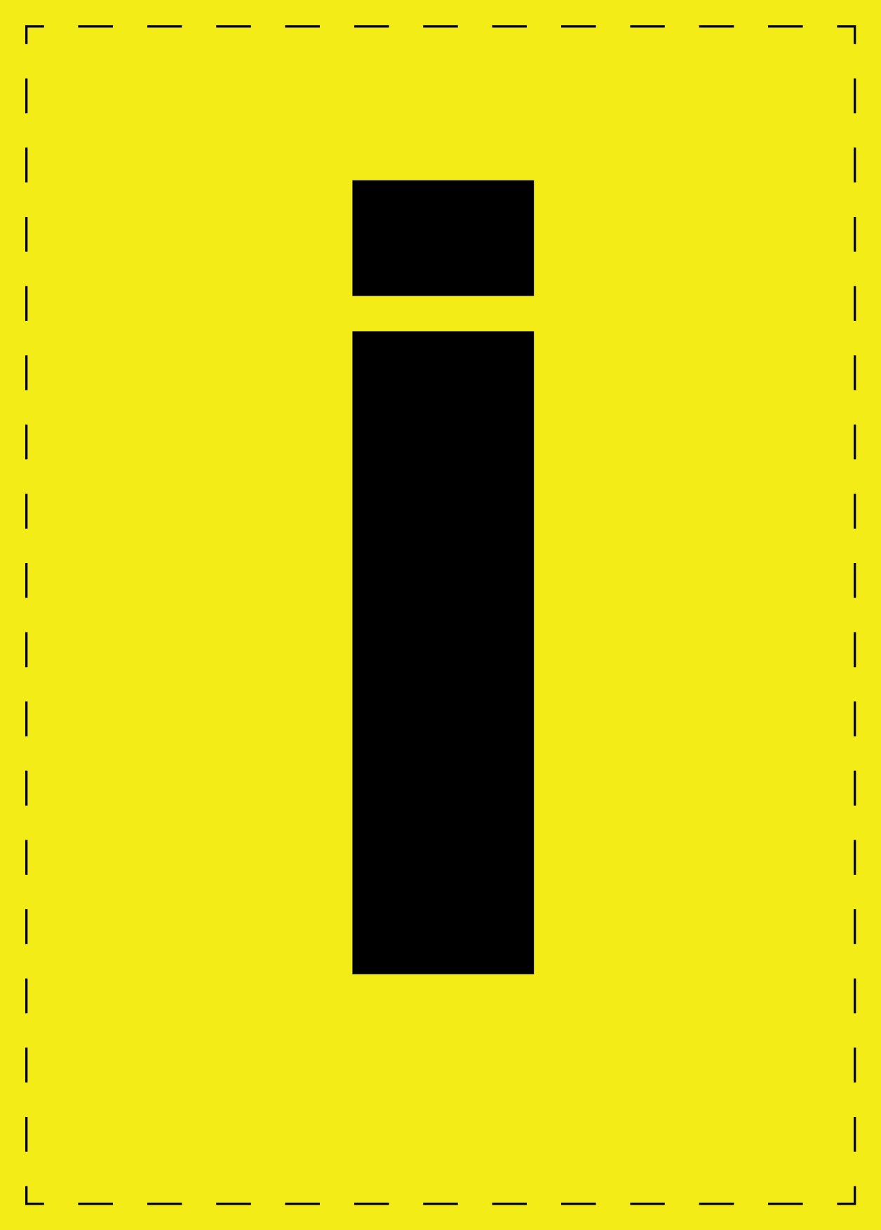 Letter i zelfklevende letters en cijferstickers zwart lettertype gele achtergrond ES-BKPVC-I-3
