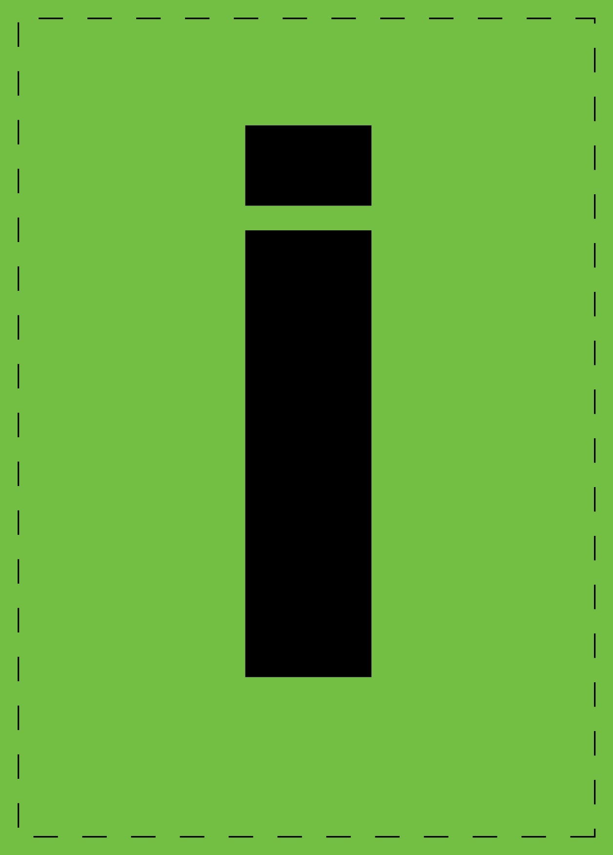 Letter i zelfklevende letters en cijferstickers zwart lettertype groen achtergrond ES-BKPVC-I-67