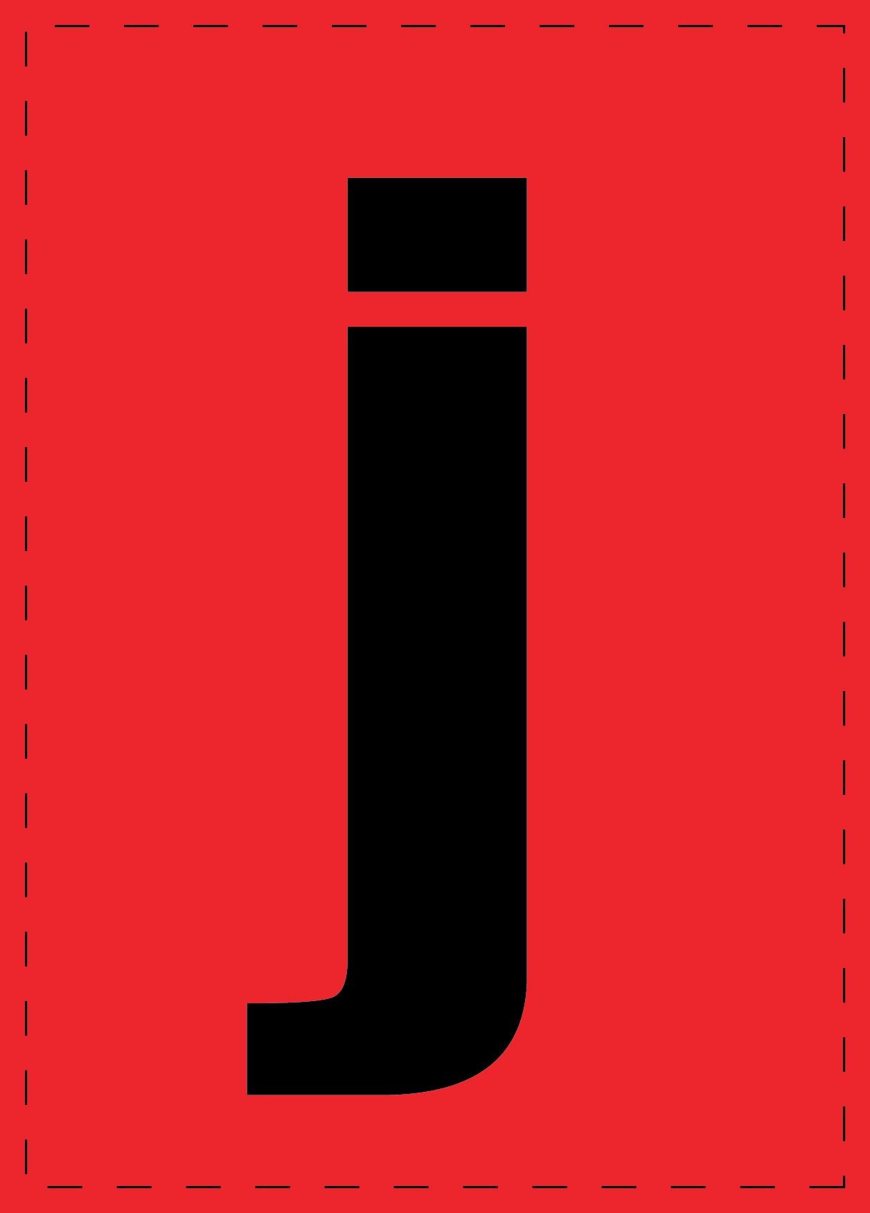 Letter j zelfklevende letters en cijferstickers zwart lettertype Rood achtergrond ES-BKPVC-J-14