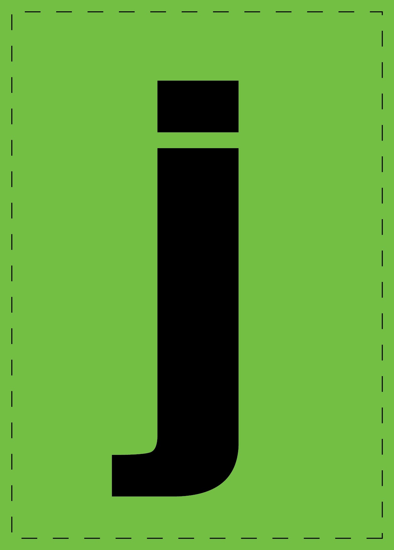 Letter j zelfklevende letters en cijferstickers zwart lettertype groen achtergrond ES-BKPVC-J-67
