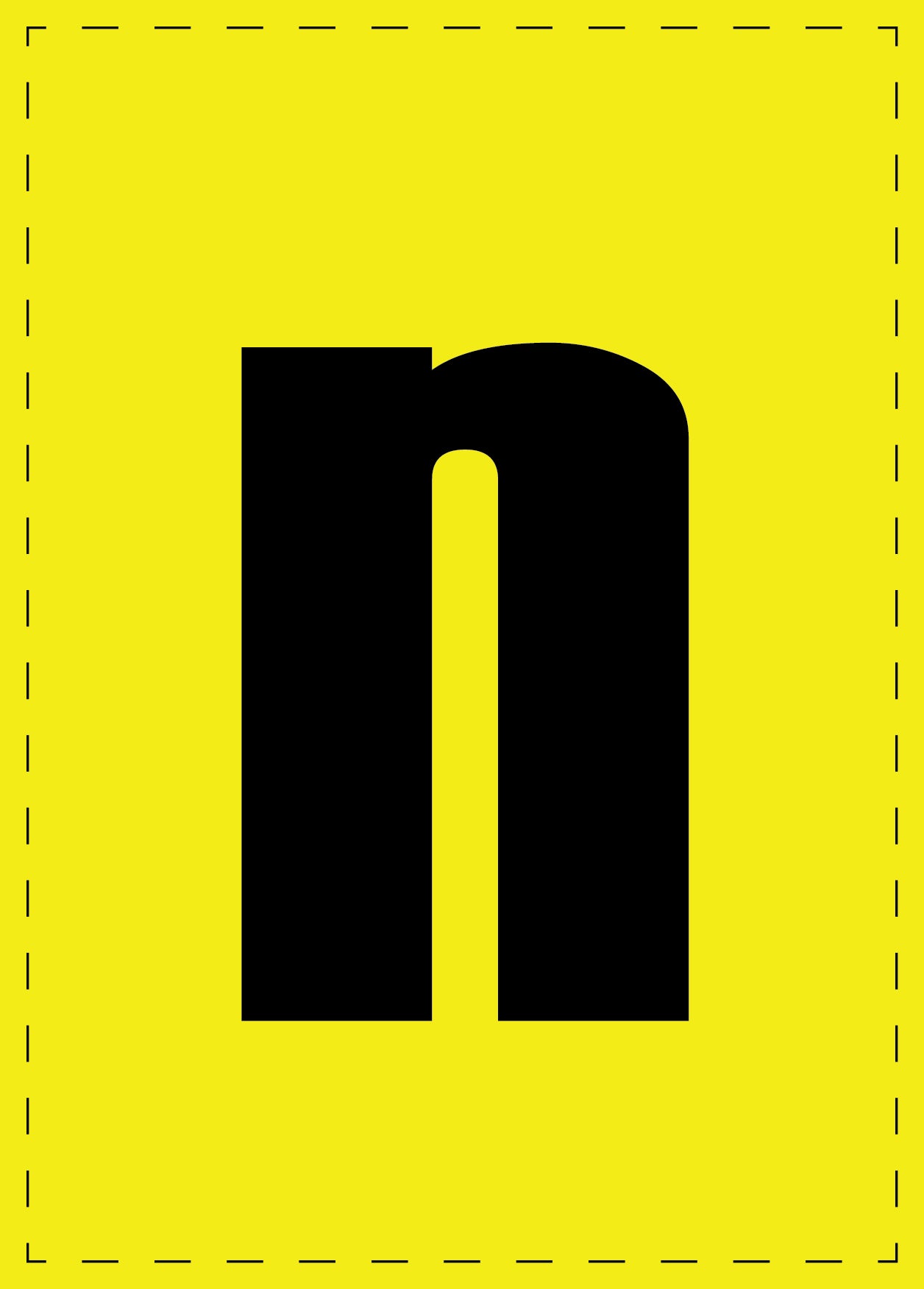 Letter n zelfklevende letters en cijferstickers zwart lettertype gele achtergrond ES-BKPVC-N-3