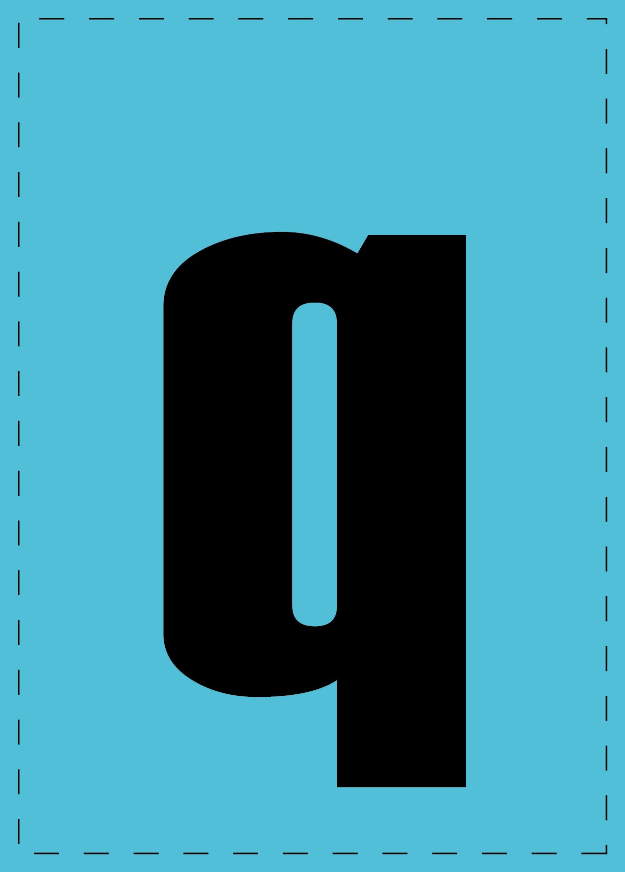 Letter q zelfklevende letters en cijferstickers zwart lettertype Blauw achtergrond ES-BKPVC-Q-50