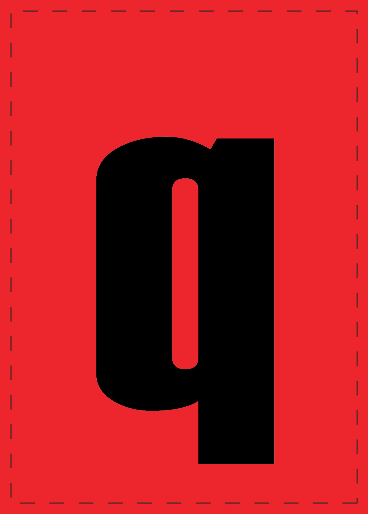 Letter q zelfklevende letters en cijferstickers zwart lettertype Rood achtergrond ES-BKPVC-Q-14