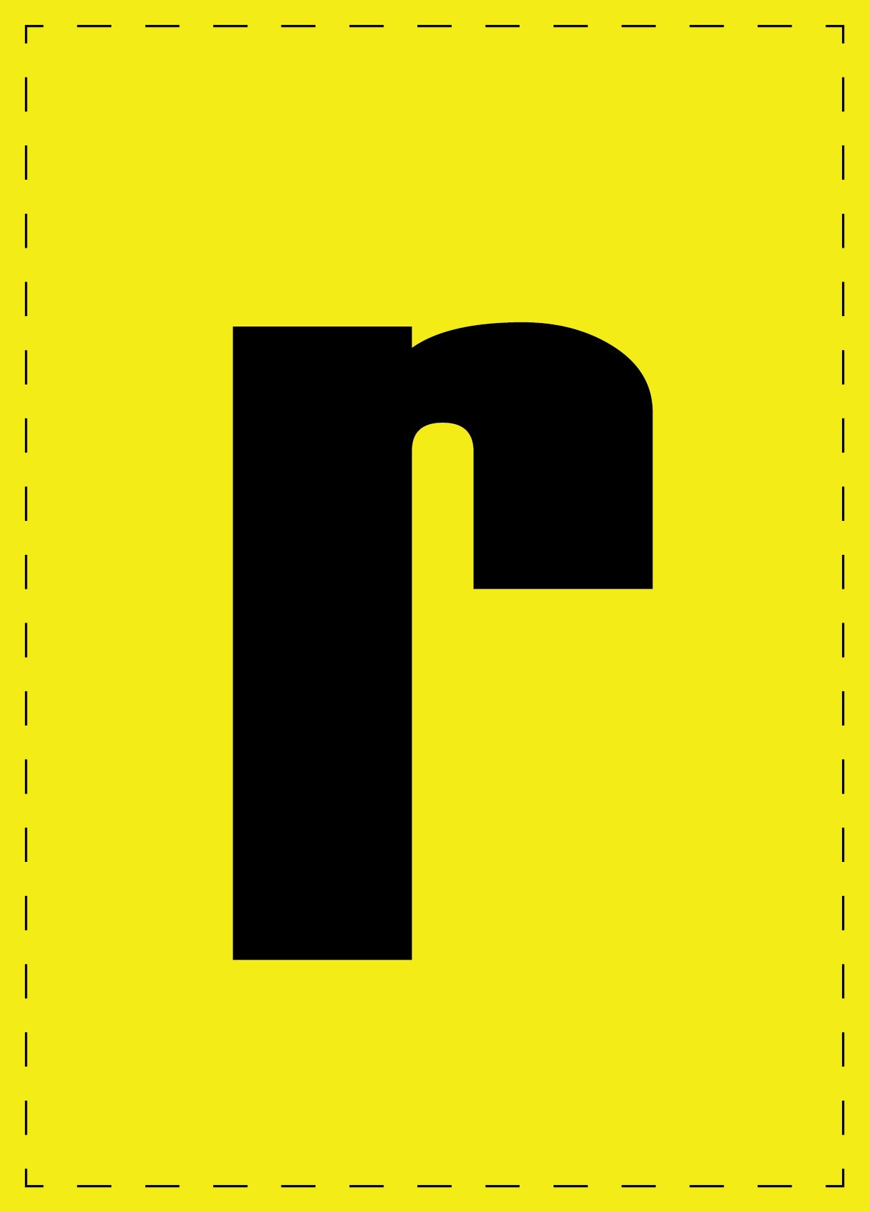 Letter r zelfklevende letters en cijferstickers zwart lettertype gele achtergrond ES-BKPVC-R-3
