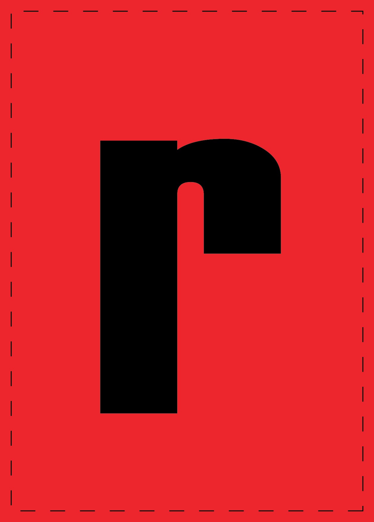 Letter r zelfklevende letters en cijferstickers zwart lettertype Rood achtergrond ES-BKPVC-R-14