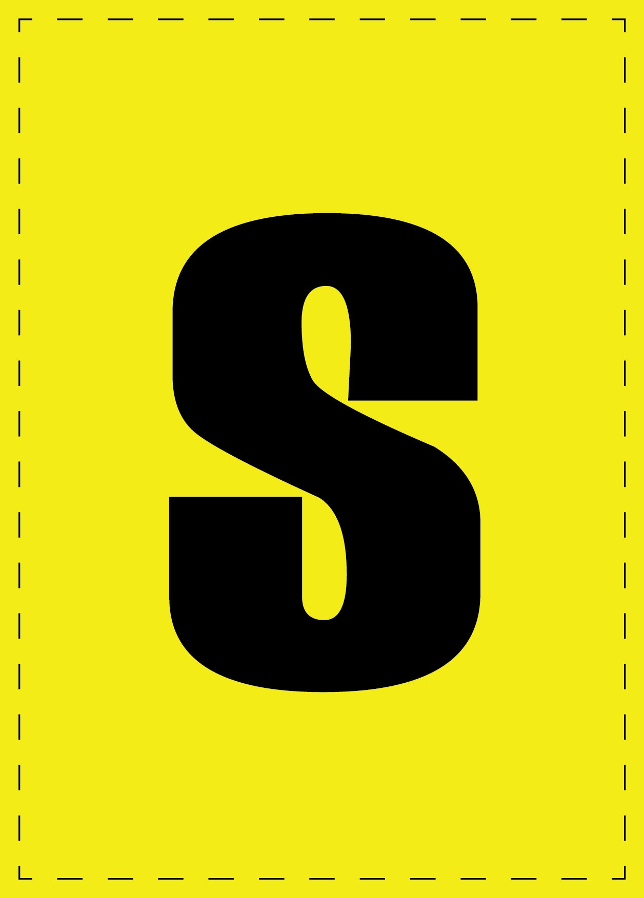 Letter s zelfklevende letters en cijferstickers zwart lettertype gele achtergrond ES-BKPVC-S-3