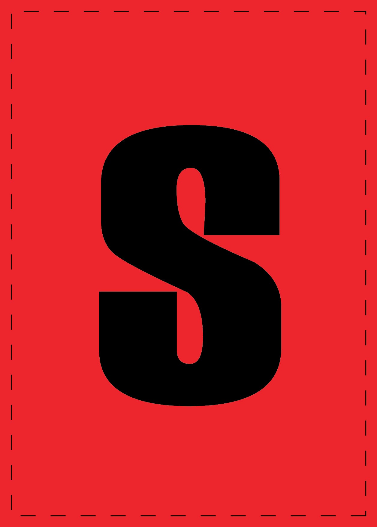 Letter s zelfklevende letters en cijferstickers zwart lettertype Rood achtergrond ES-BKPVC-S-14
