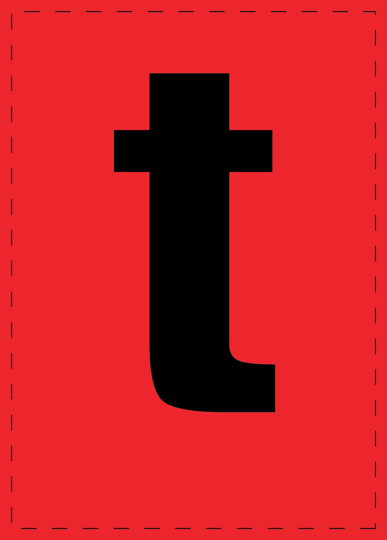 Letter t zelfklevende letters en cijferstickers zwart lettertype Rood achtergrond ES-BKPVC-T-14