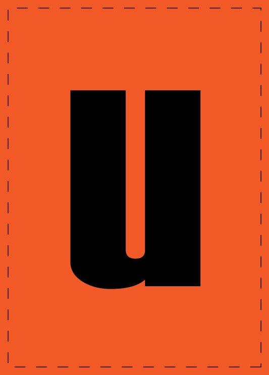 Letter u zelfklevende letters en cijferstickers zwart lettertype Oranje achtergrond ES-BKPVC-U-8