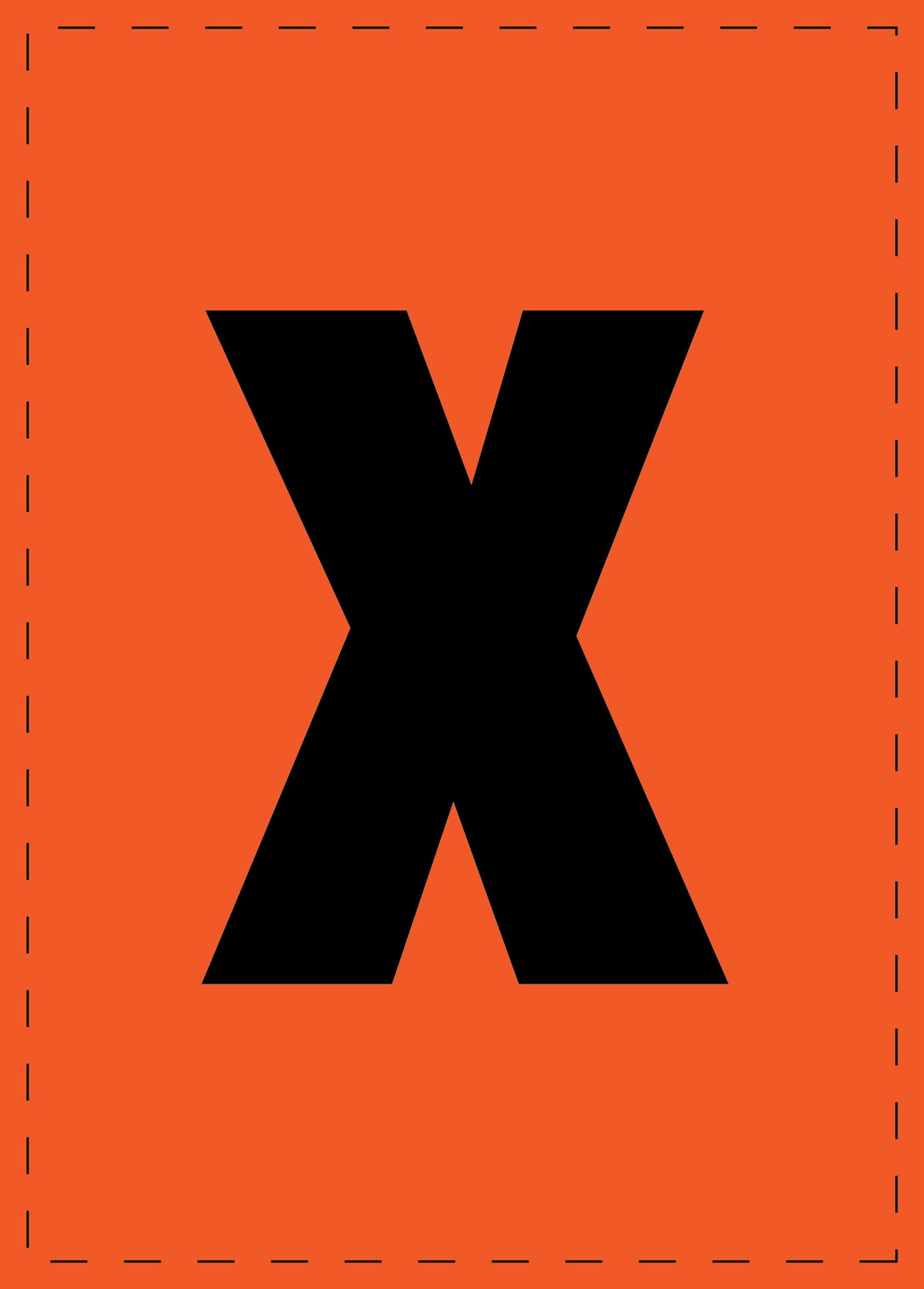 Letter x zelfklevende letters en cijferstickers zwart lettertype Oranje achtergrond ES-BKPVC-X-8