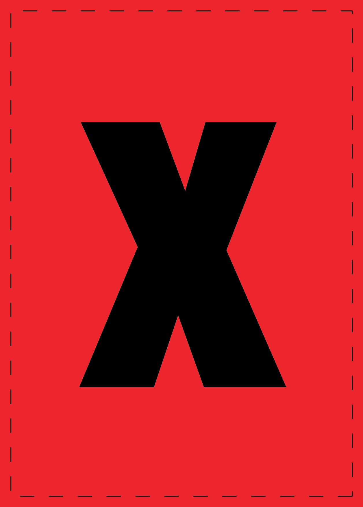 Letter x zelfklevende letters en cijferstickers zwart lettertype Rood achtergrond ES-BKPVC-X-14