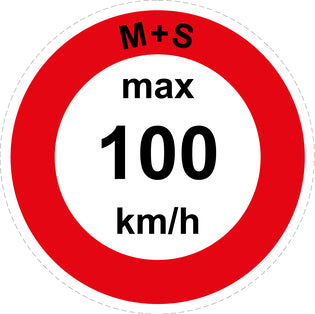 Snelheidssticker "M+S max 100 km/h rood rand"  EW-CAR1600-100