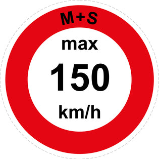 Snelheidssticker "M+S max 150 km/h rood rand"  EW-CAR1600-150