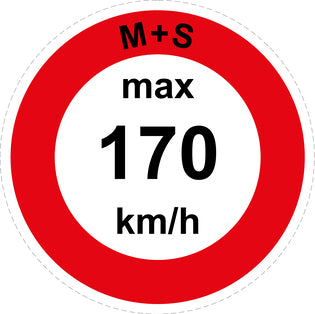 Snelheidssticker "M+S max 170 km/h rood rand"  EW-CAR1600-170
