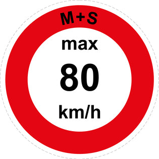 Snelheidssticker "M+S max 80 km/h rood rand"  EW-CAR1600-80