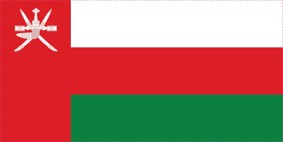Sticker vlag van  Oman 5-60cm Weerbestendig ES-FL-OMN