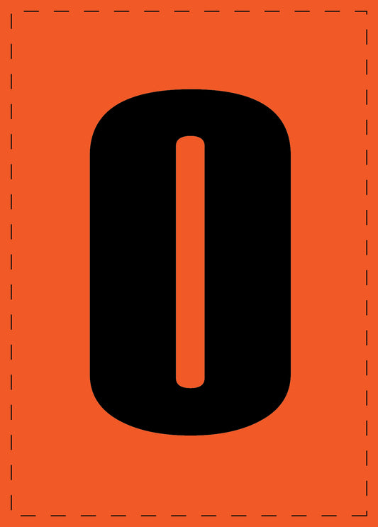 Letter 0 zelfklevende letters en cijferstickers zwart lettertype Oranje achtergrond ES-NPVC-0-8