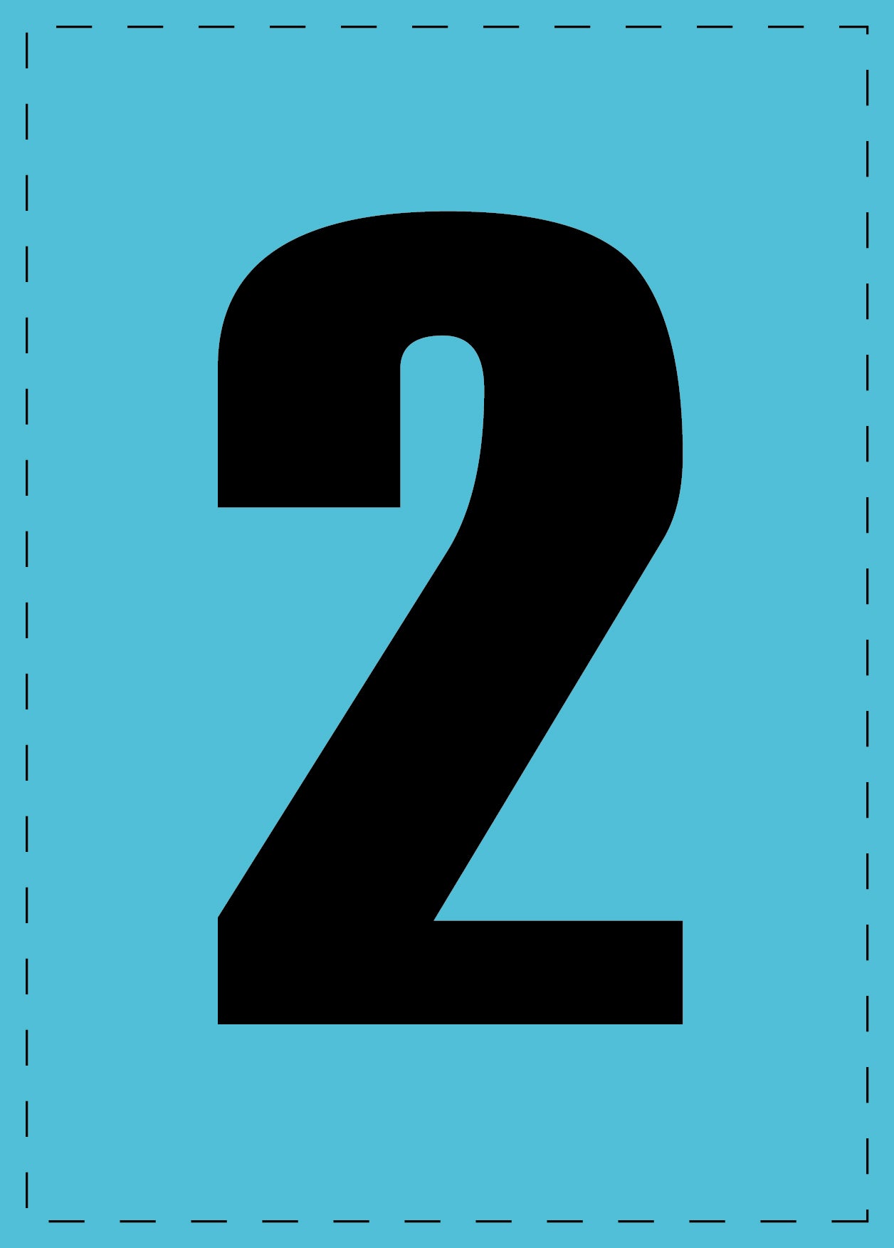 Letter 2 zelfklevende letters en cijferstickers zwart lettertype Blauw achtergrond ES-NPVC-2-50