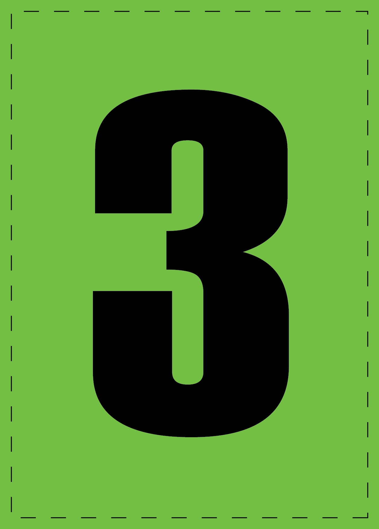 Letter 3 zelfklevende letters en cijferstickers zwart lettertype groen achtergrond ES-NPVC-3-67
