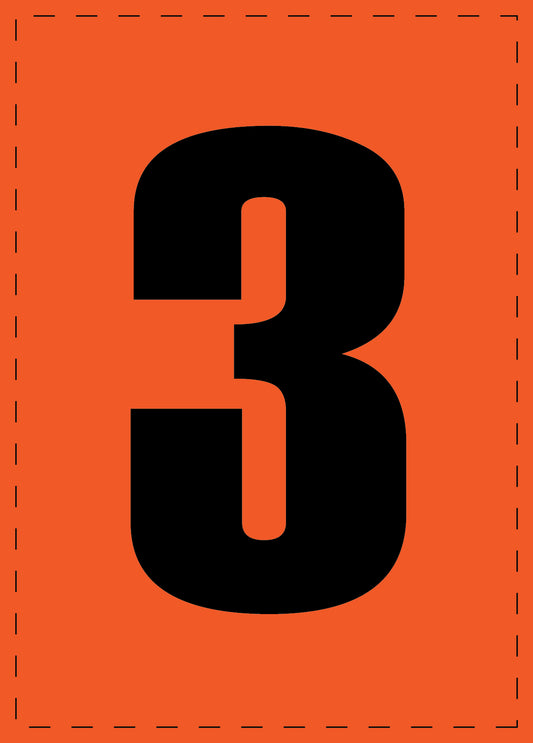 Letter 3 zelfklevende letters en cijferstickers zwart lettertype Oranje achtergrond ES-NPVC-3-8