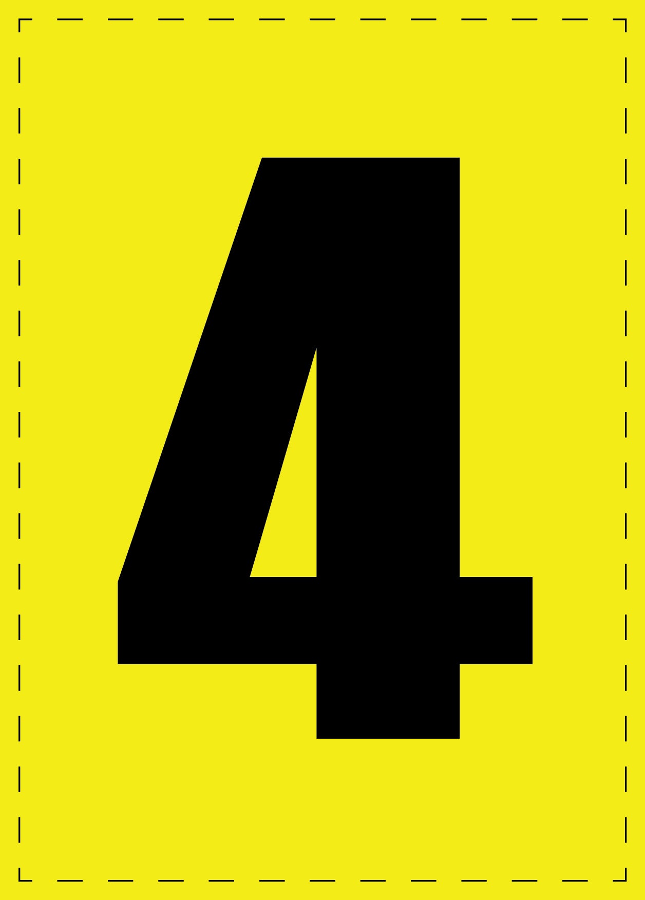 Letter 4 zelfklevende letters en cijferstickers zwart lettertype gele achtergrond ES-NPVC-4-3