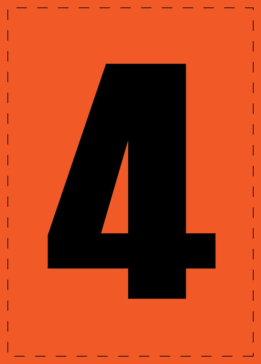 Letter 4 zelfklevende letters en cijferstickers zwart lettertype Oranje achtergrond ES-NPVC-4-8