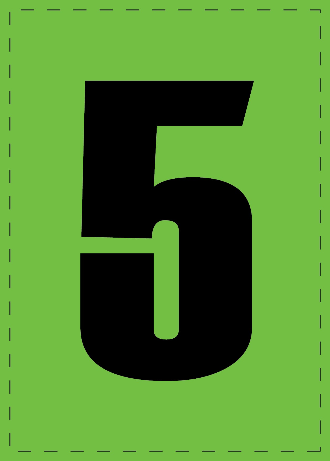 Letter 5 zelfklevende letters en cijferstickers zwart lettertype groen achtergrond ES-NPVC-5-67