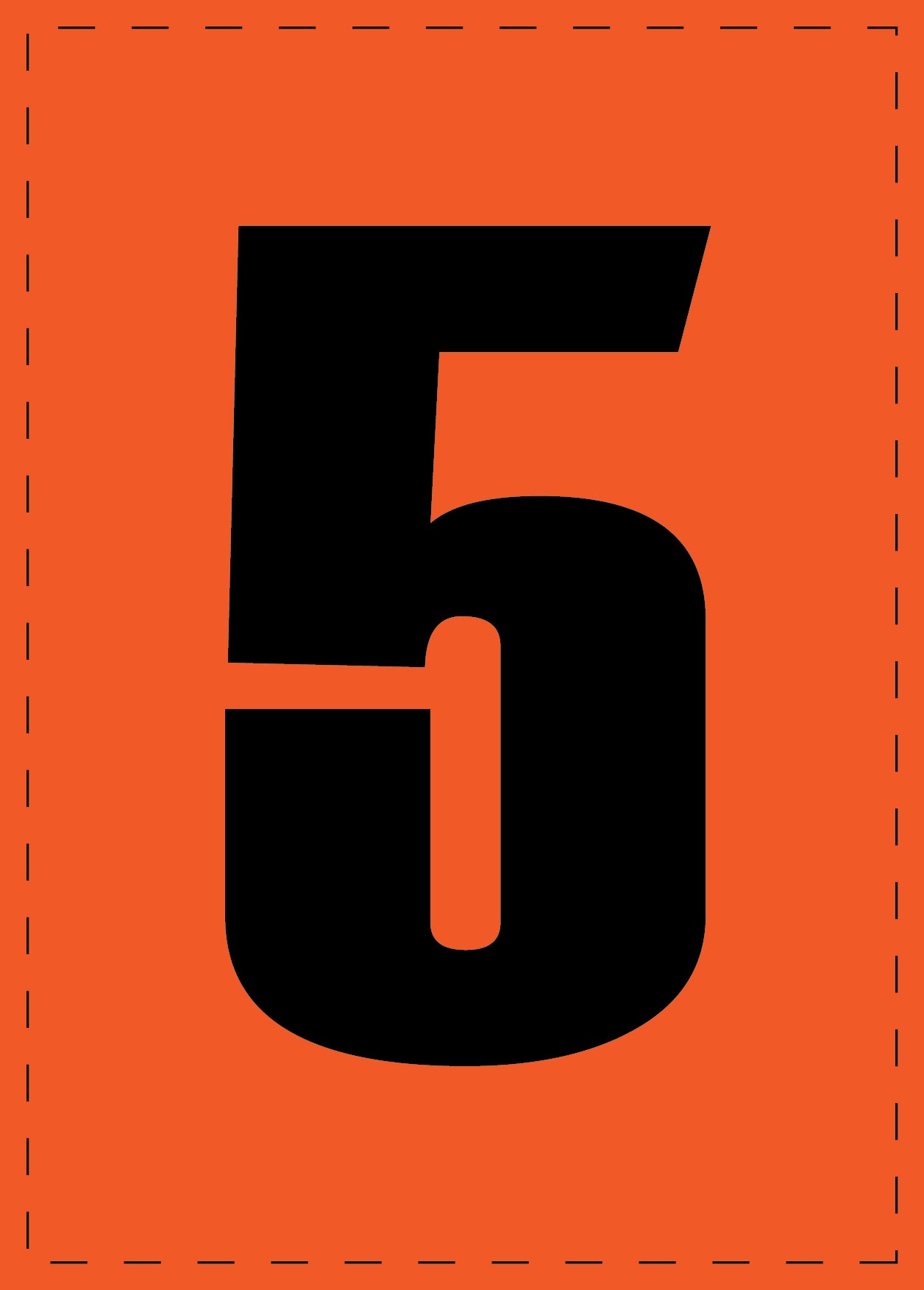 Letter 5 zelfklevende letters en cijferstickers zwart lettertype Oranje achtergrond ES-NPVC-5-8