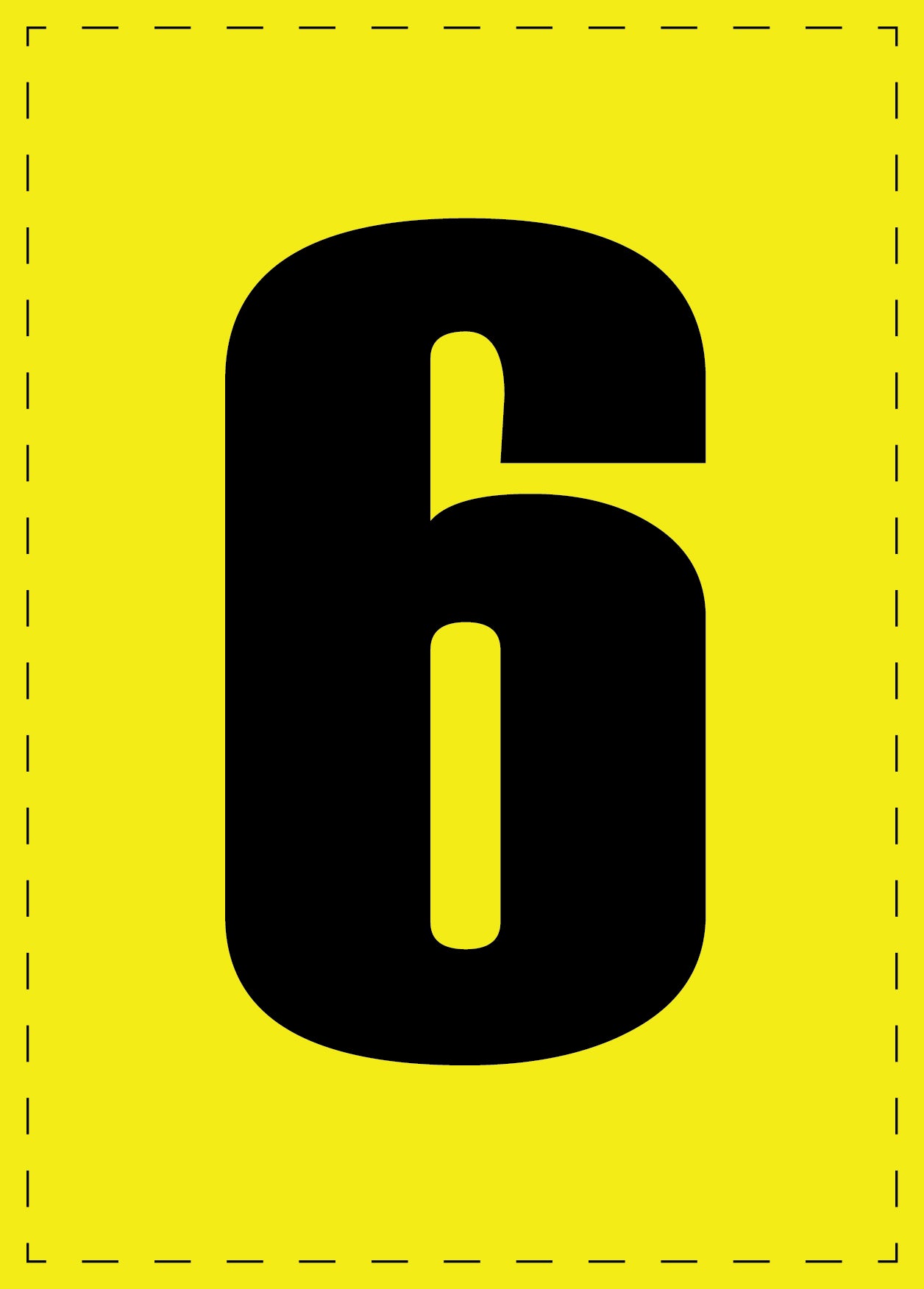 Letter 6 zelfklevende letters en cijferstickers zwart lettertype gele achtergrond ES-NPVC-6-3