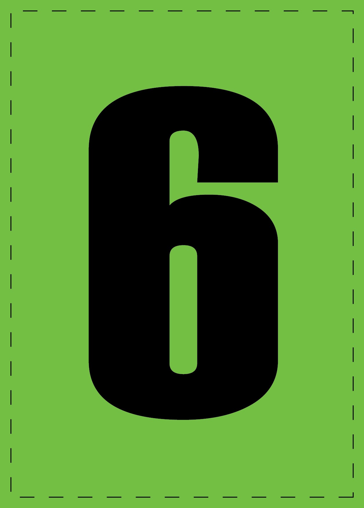 Letter 6 zelfklevende letters en cijferstickers zwart lettertype groen achtergrond ES-NPVC-6-67
