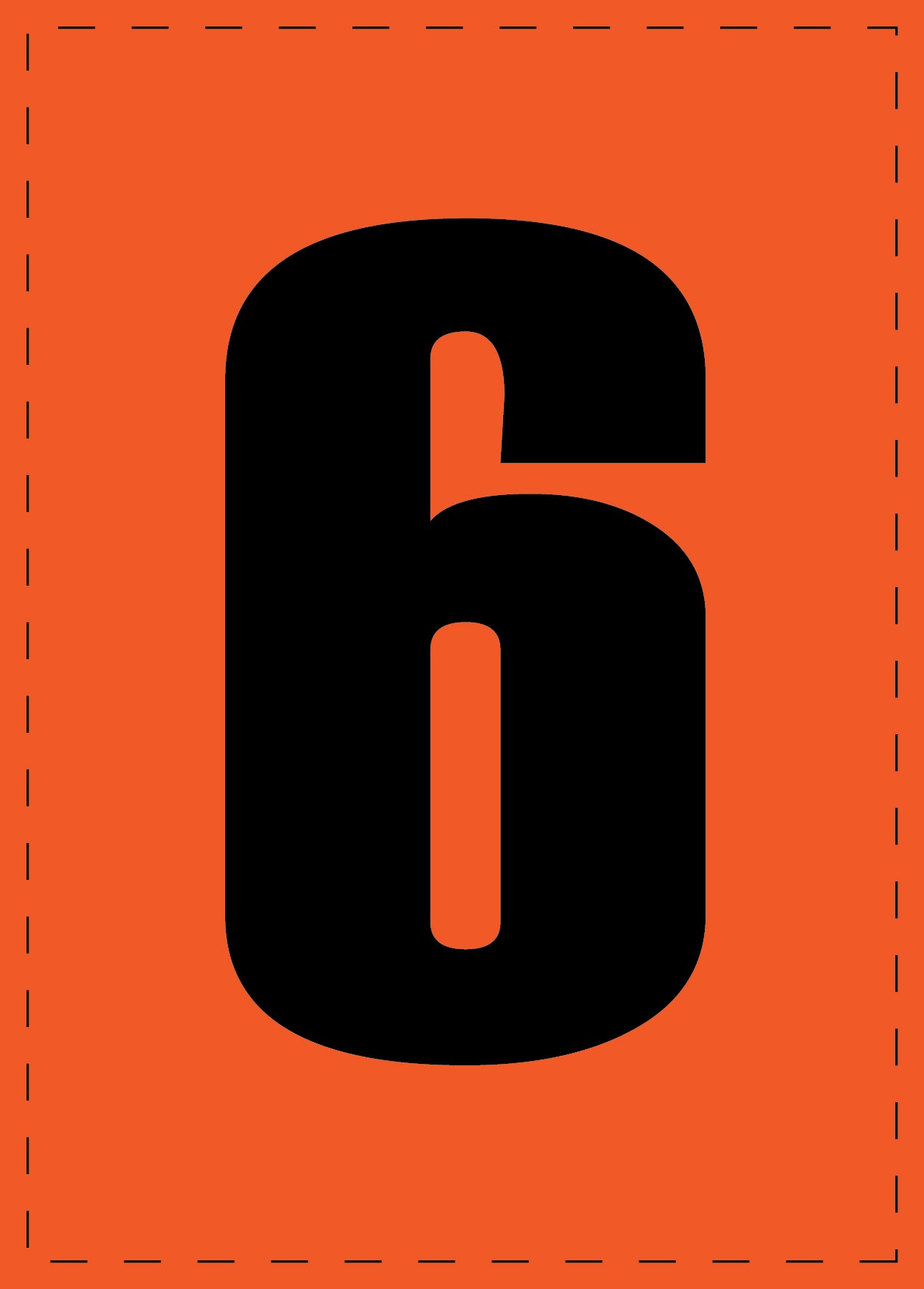 Letter 6 zelfklevende letters en cijferstickers zwart lettertype Oranje achtergrond ES-NPVC-6-8