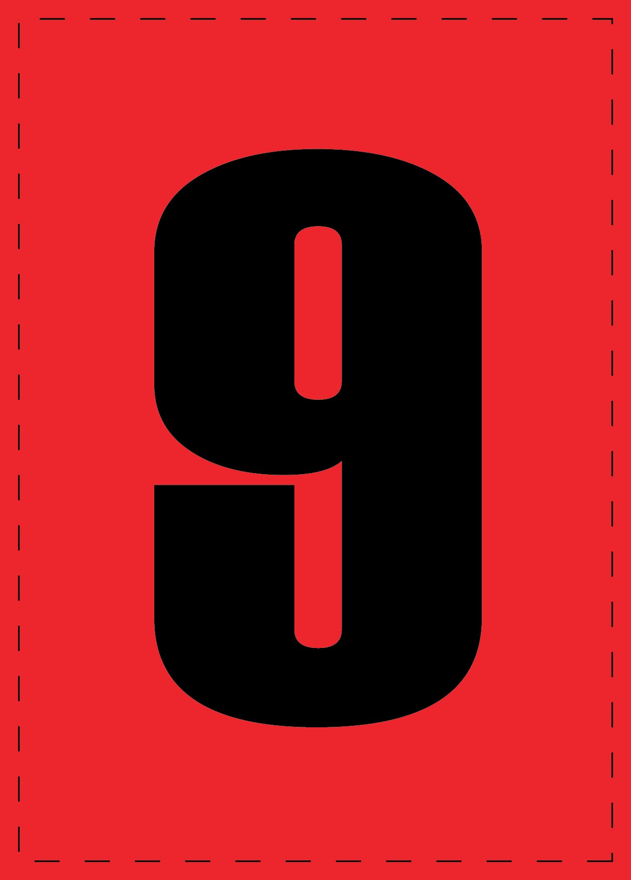 Letter 9 zelfklevende letters en cijferstickers zwart lettertype Rood achtergrond ES-NPVC-9-14