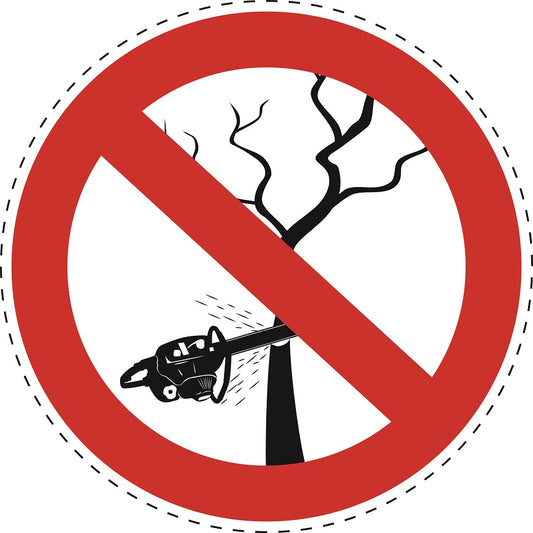 1 stuk Verbodssticker “Bomen kappen niet toegestaan” gemaakt van PVC-kunststof, ES-SI22900
