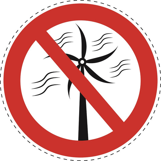 1 stuk Verbodssticker "Geen wind" gemaakt van PVC-kunststof, ES-SI25400