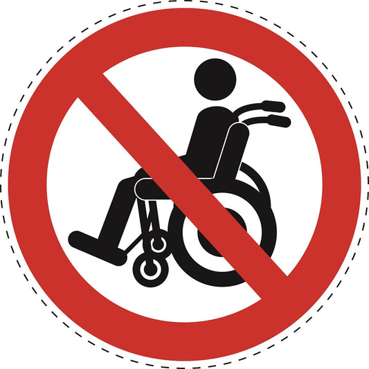 1 stuk Verbodssticker "Gehandicapten niet toegestaan" gemaakt van PVC-kunststof, ES-SI27700