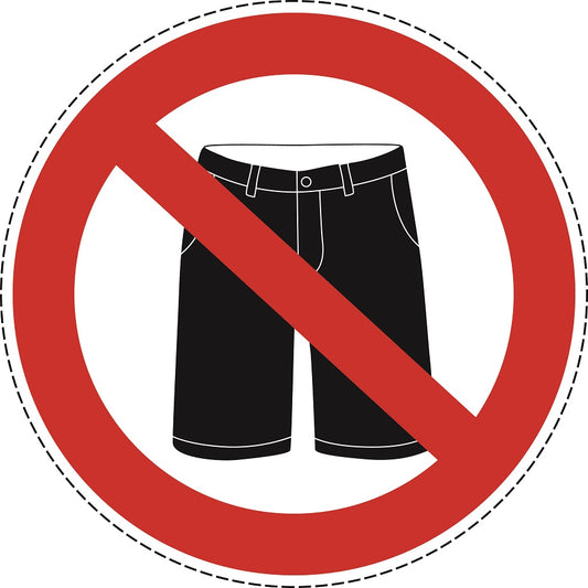 1 stuk Verbodssticker "Geen korte broek toegestaan" gemaakt van PVC-kunststof, ES-SI28300