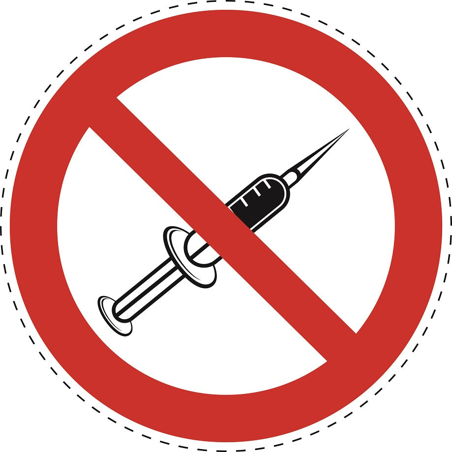 1 stuk Verbodssticker "Vaccins verboden" gemaakt van PVC-kunststof, ES-SI29400