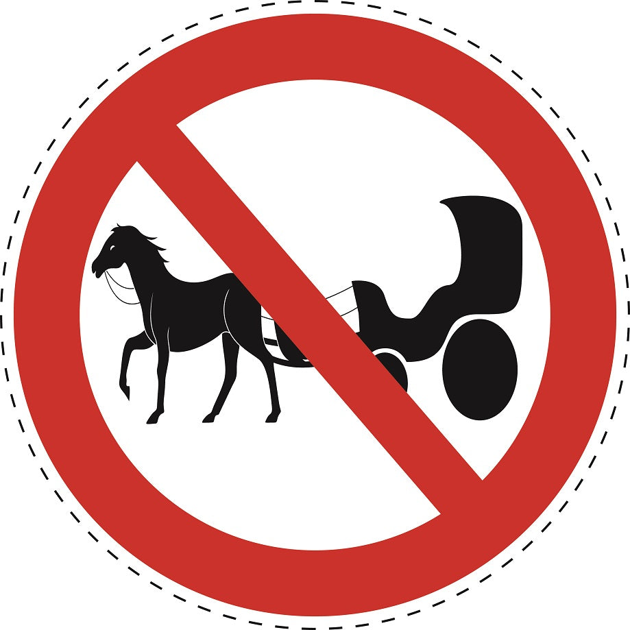 1 stuk Verbodssticker "Geen paardenkoets" gemaakt van PVC-kunststof, ES-SI29700