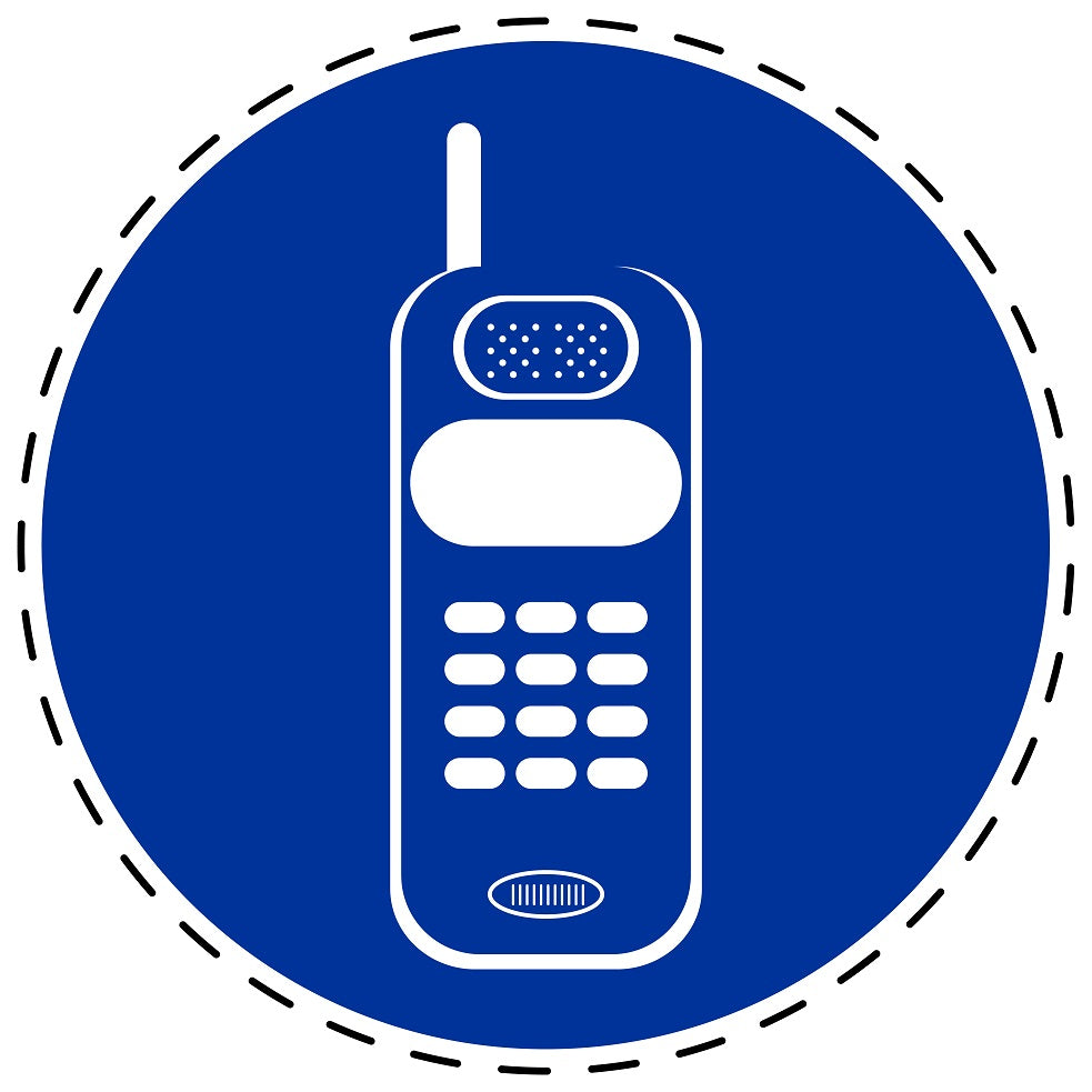 Gebodenstickers  “Mobiele telefoongebruik toegestaan” gemaakt van PVC-kunststof, ES-SIM2020