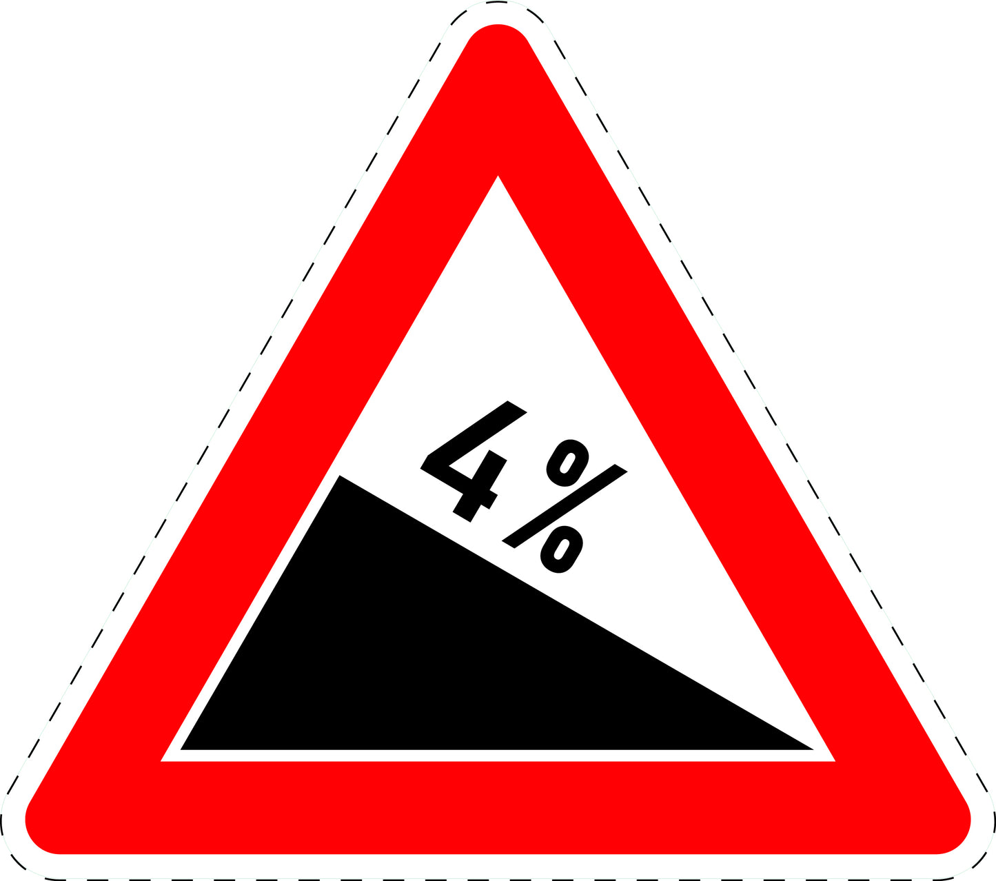 1 stuk verkeersbord "Afdaling 4%" 20–70 cm EW-Verk-108-50