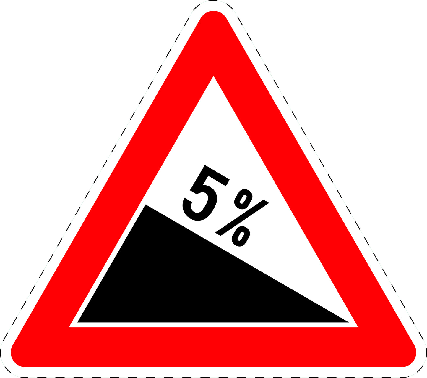 1 stuk verkeersbord "Afdaling 5%" 20–70 cm EW-Verk-108-51