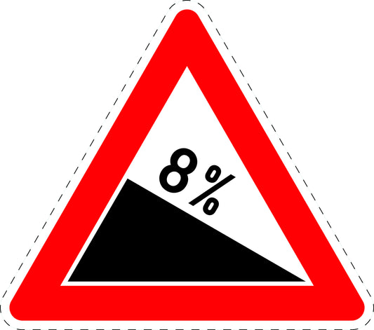 1 stuk verkeersbord "Afdaling 8%" 20–70 cm EW-Verk-108-54