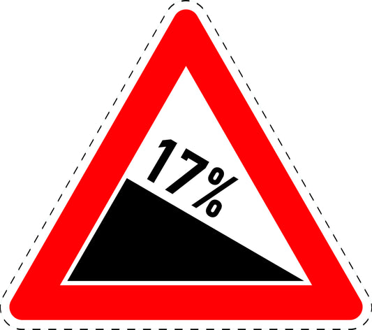 1 stuk verkeersbord "Afdaling 17%" 2–15 cm EW-Verk-108-63