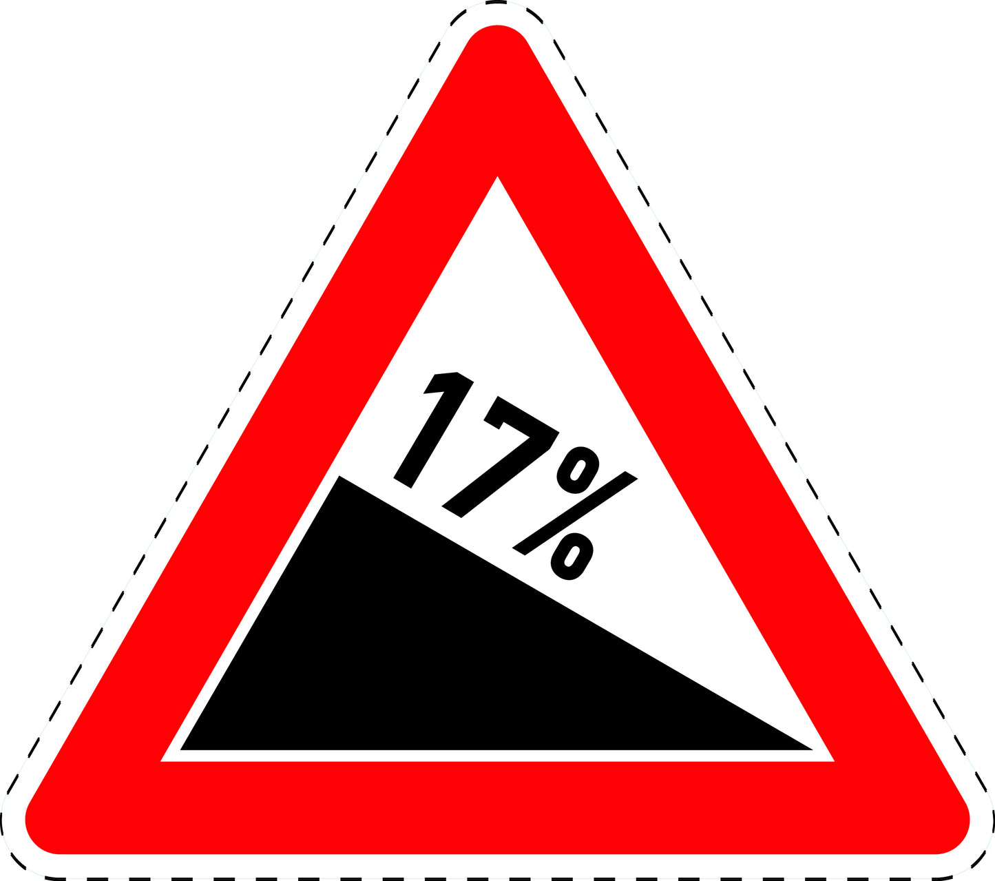 1 stuk verkeersbord "Afdaling 17%" 20–70 cm EW-Verk-108-63