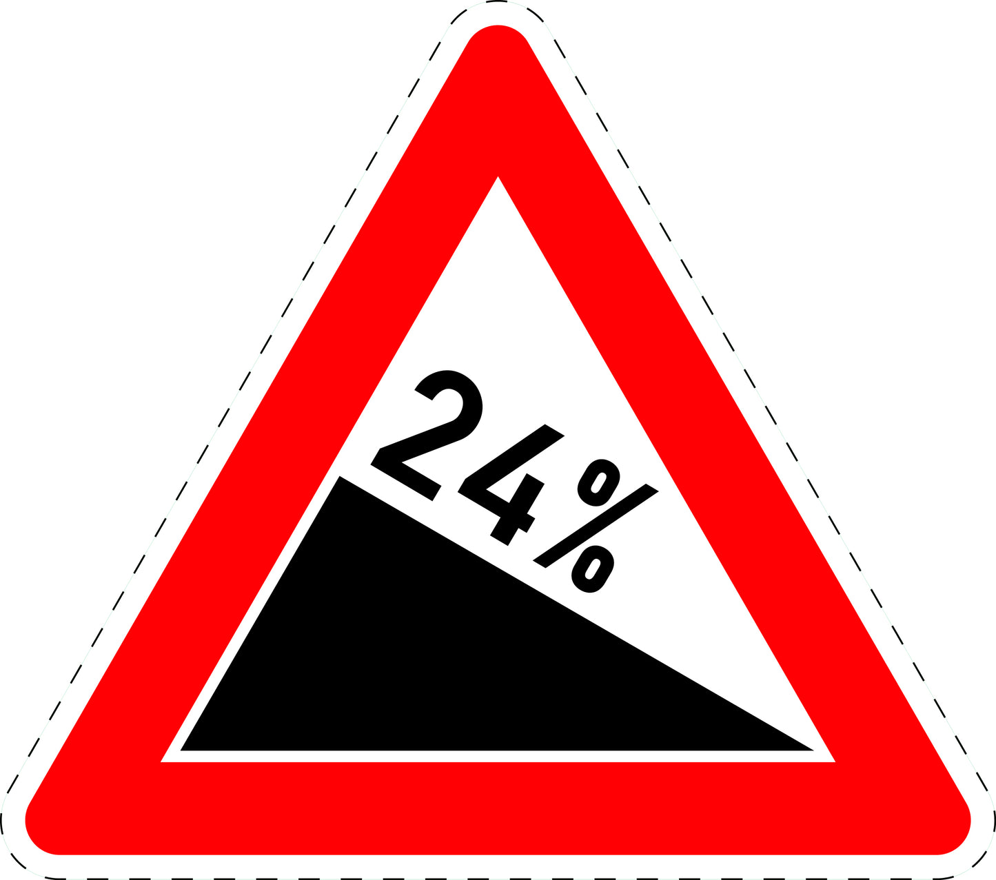 1 Stuk verkeersbord "Daling 24%" 20–70 cm EW-Verk-108-70