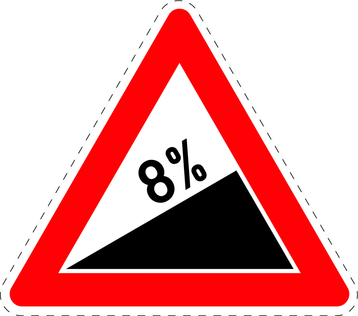 1 Stuk verkeersbord "Stijging 8%" 2–15 cm EW-Verk-110-54