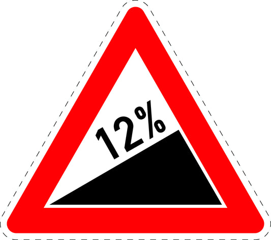 1 Stuk verkeersbord "Stijging 12%" 20–70 cm EW-Verk-110-58